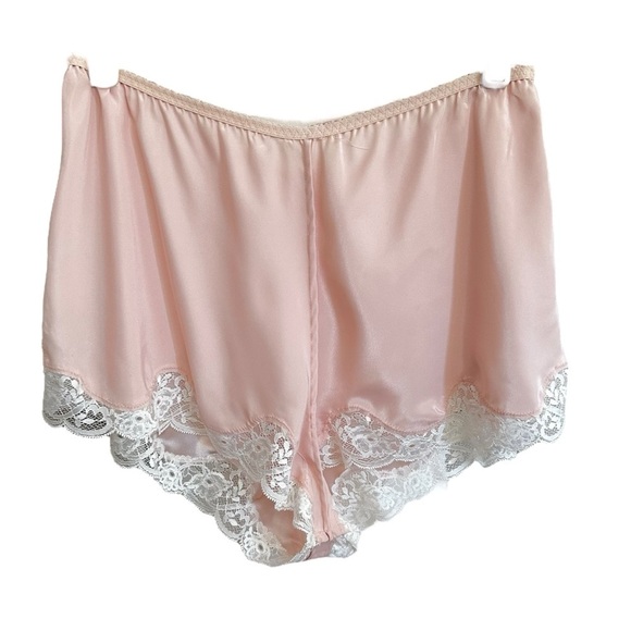 VICTORIA’S SECRET Vintage Y2K Satin Tap Shorts Blush Pink with Lace Trim Medium - Picture 8 of 13